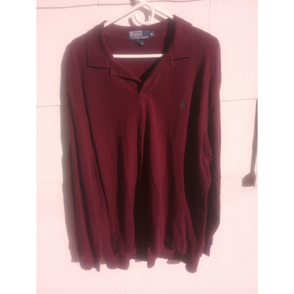 Polo Ralph Lauren Sweater Polo Maroon 1/4 Button Men's XL Green Logo